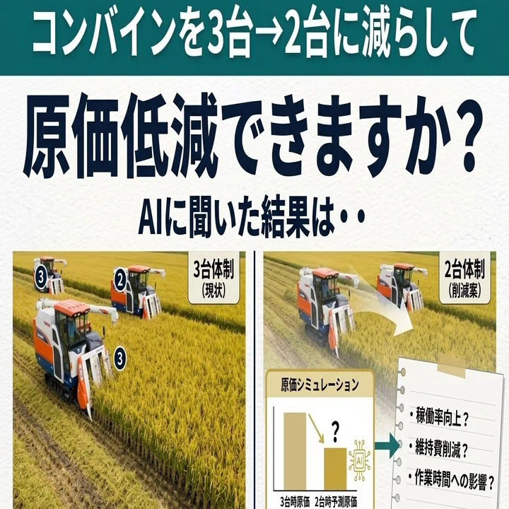 コンバインを3台→2台に減らして原価低減できますか？」 AIに聞いた 