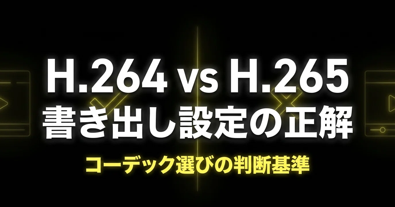 とりあえずH.264で書き出し」を卒業する。コーデック選びの判断基準を