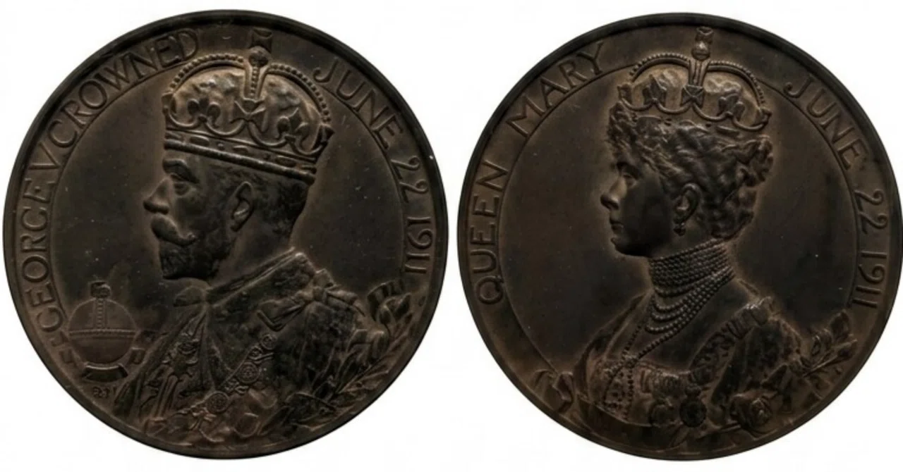 希少なMS 英国メダル❗️1746年 カロデンの戦い ブロンズメダル 英国アンティーク】1911年 ジョージ5世戴冠記念公式メダル（大型51mm