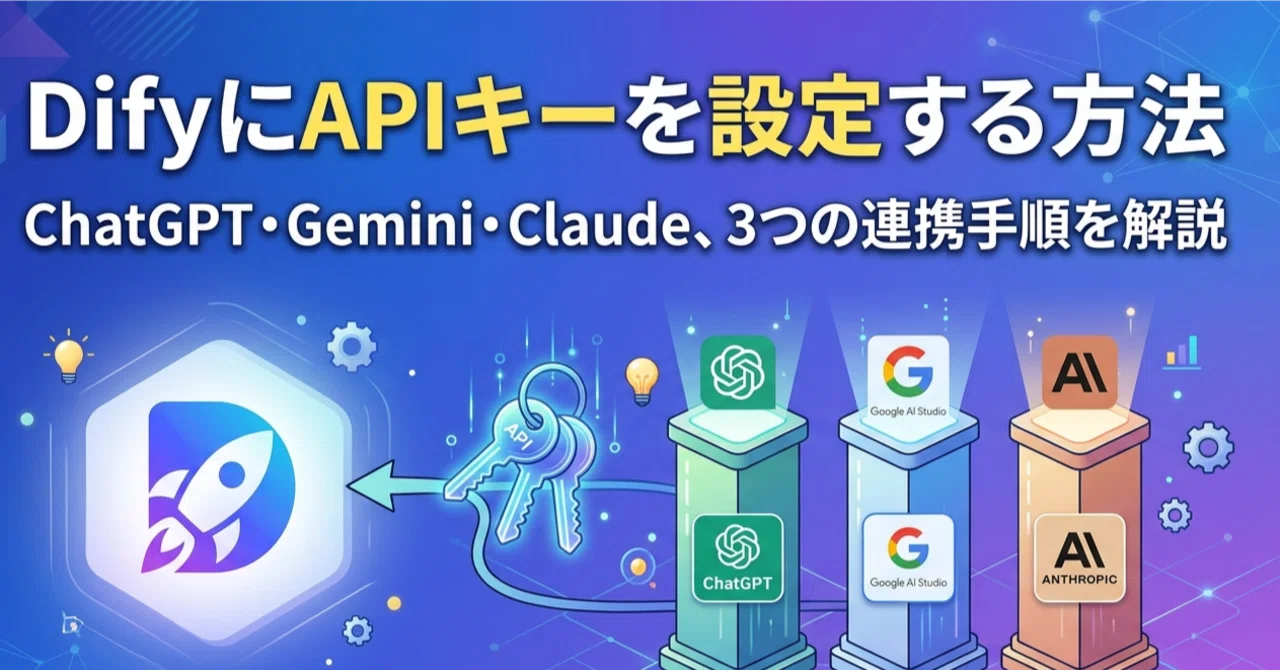DifyにAPIキーを設定する方法｜ChatGPT・Gemini・Claude、3つの連携手順を解説｜はっしぃ