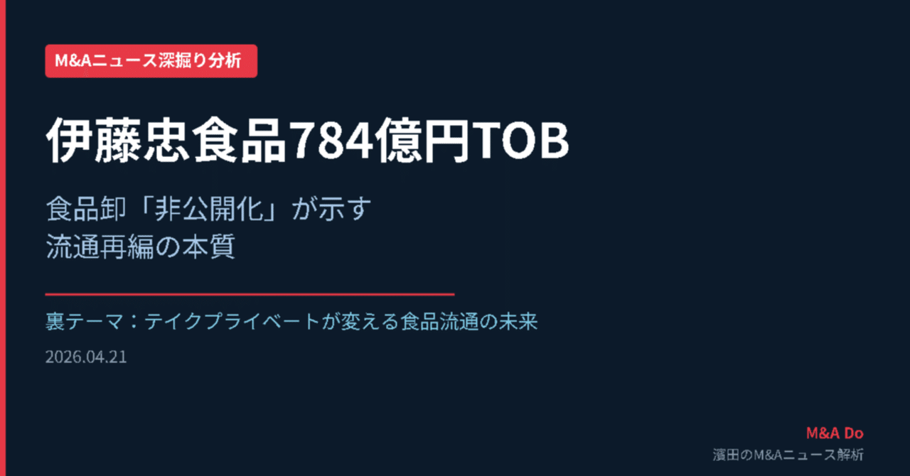 伊藤忠食品784億円TOB──食品卸「非公開化」が示す流通再編の本質