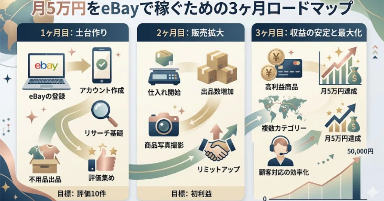 月5万円をeBayで稼ぐための3ヶ月ロードマップ｜海外物販コーチ YUKI
