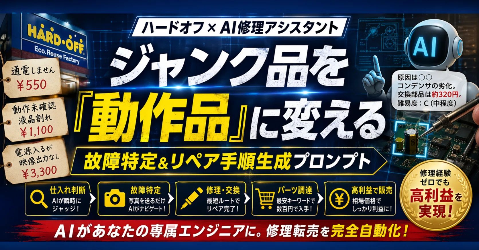 ハードオフ×AI修理アシスタント】ジャンク品を「動作品」に変える 