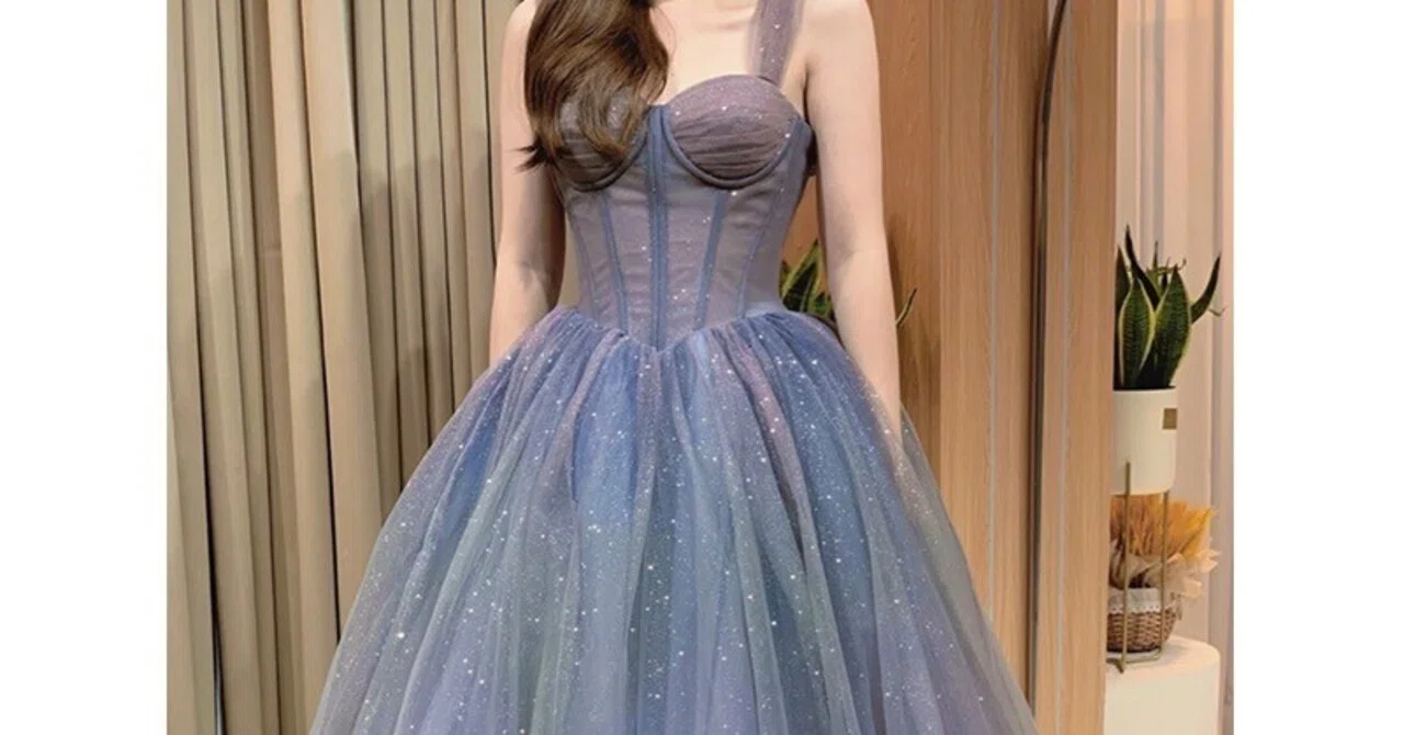 sachin and babi light blue dress Starry Night Black Prom Dress Long V Neck Tulle Evening Dress DTP1021   DressTok.co.uk