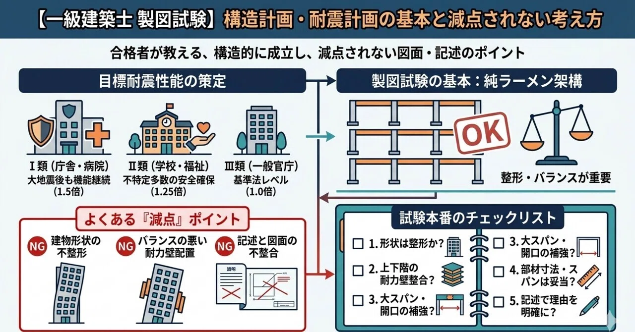 一級建築士 製図試験 構造計画 耐震計画の基本と減点されない考え方｜かん
