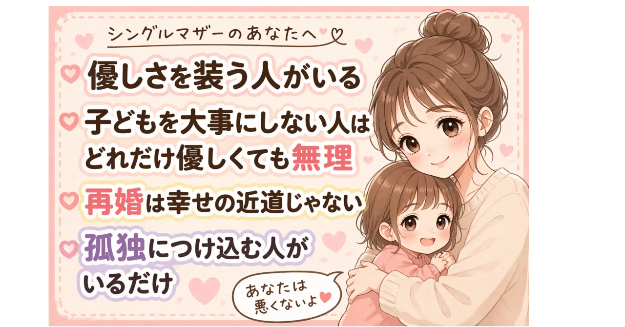 Some men who approach single mothers are only feigning kindness.｜シングル ...