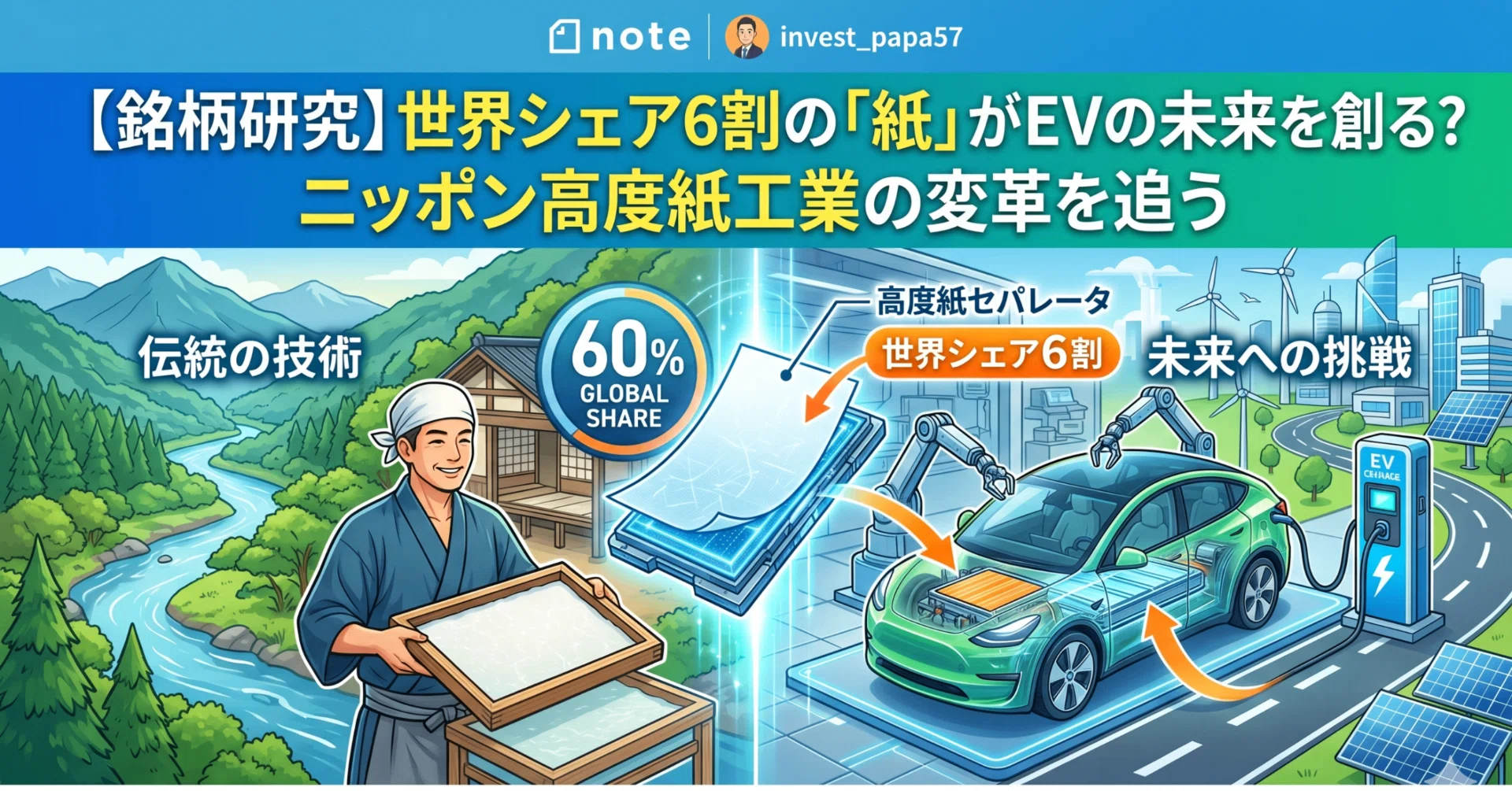 銘柄研究】世界シェア6割の「紙」がEVの未来を創る？ニッポン高度紙