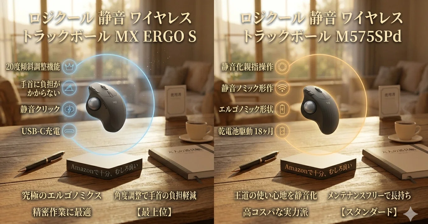トラックボール比較】ロジクール MX ERGO S vs M575SPd。大人の「右手