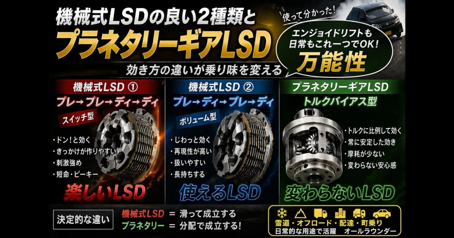 機械式LSDの“良い2種類”と、プラネタリーギアLSDの万能性｜Attractive