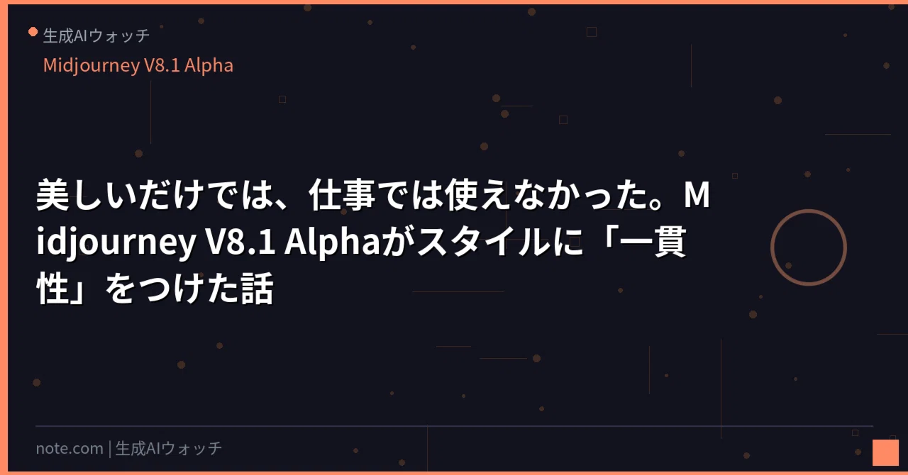 美しいだけでは、仕事では使えなかった。Midjourney V8.1 Alphaが