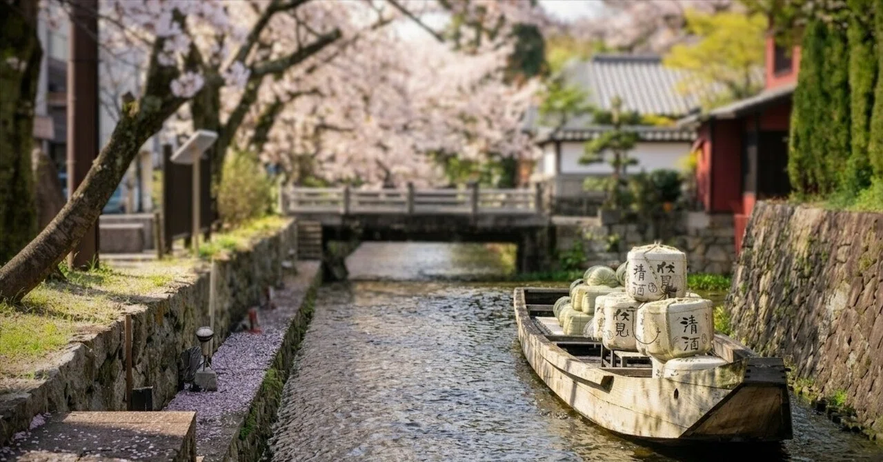 薄紅に染まる川と桜の京都旅「幕末遭難の碑と一之船入に咲く桜