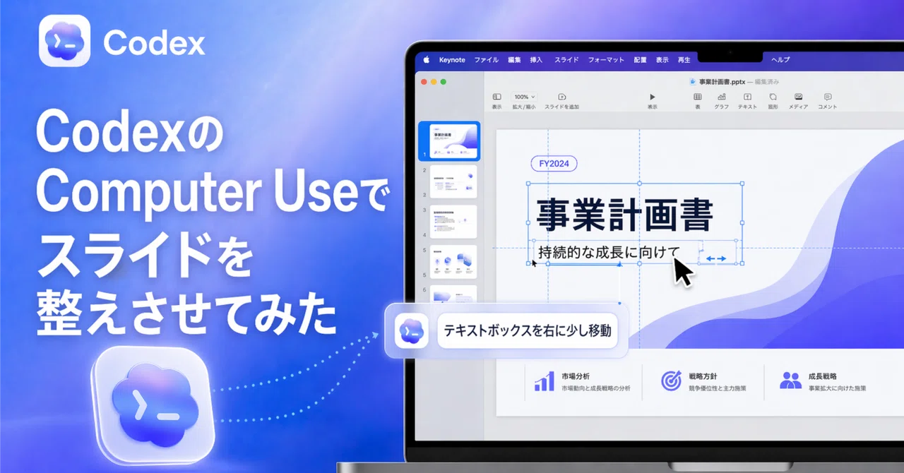 Codex Computer Use Overlay CodexのComputer Useでスライドを整えさせてみた|高梨洋平
