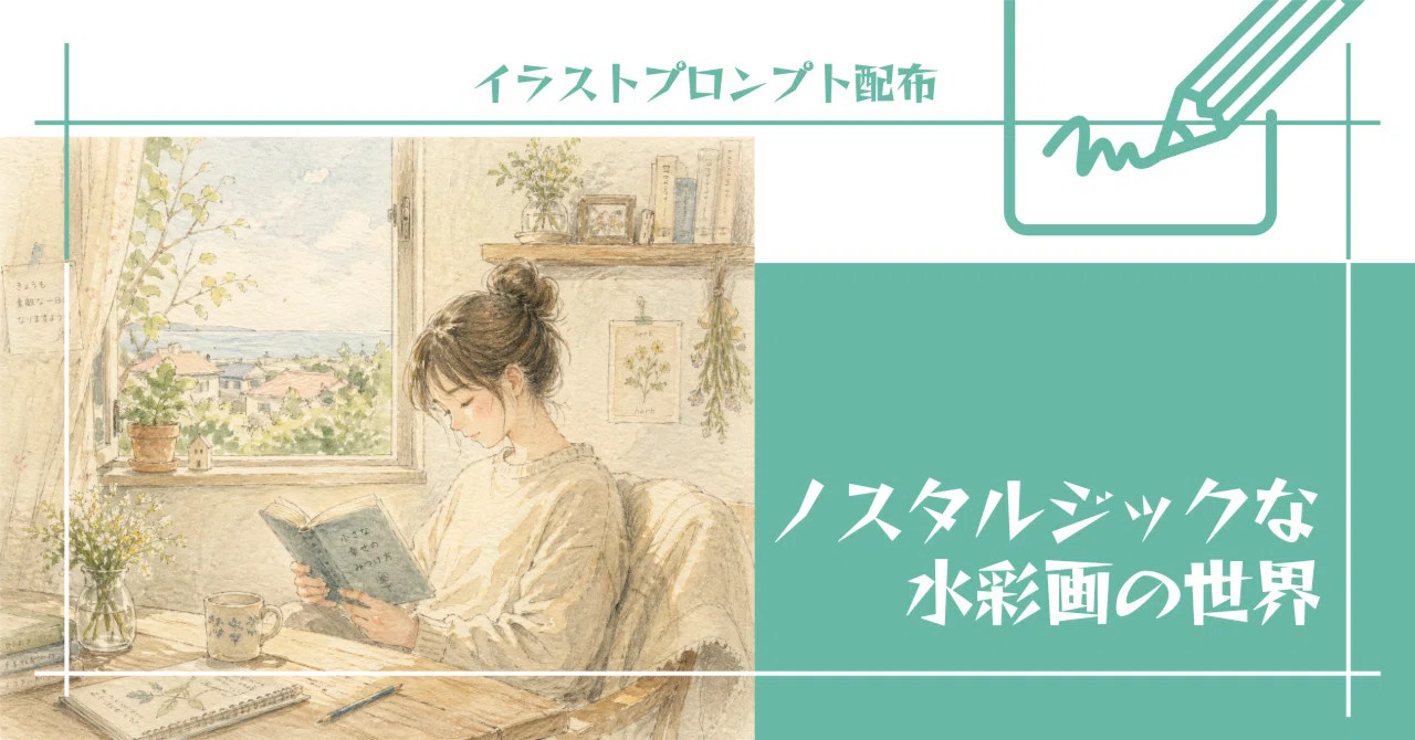 イラスト生成プロンプト配布：ノスタルジックな水彩画の世界｜ミライ