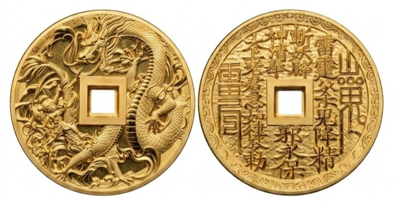 黄金の龍が舞う道教の世界。驚異の造形美を誇る中国『哪吒掃龍』メダル