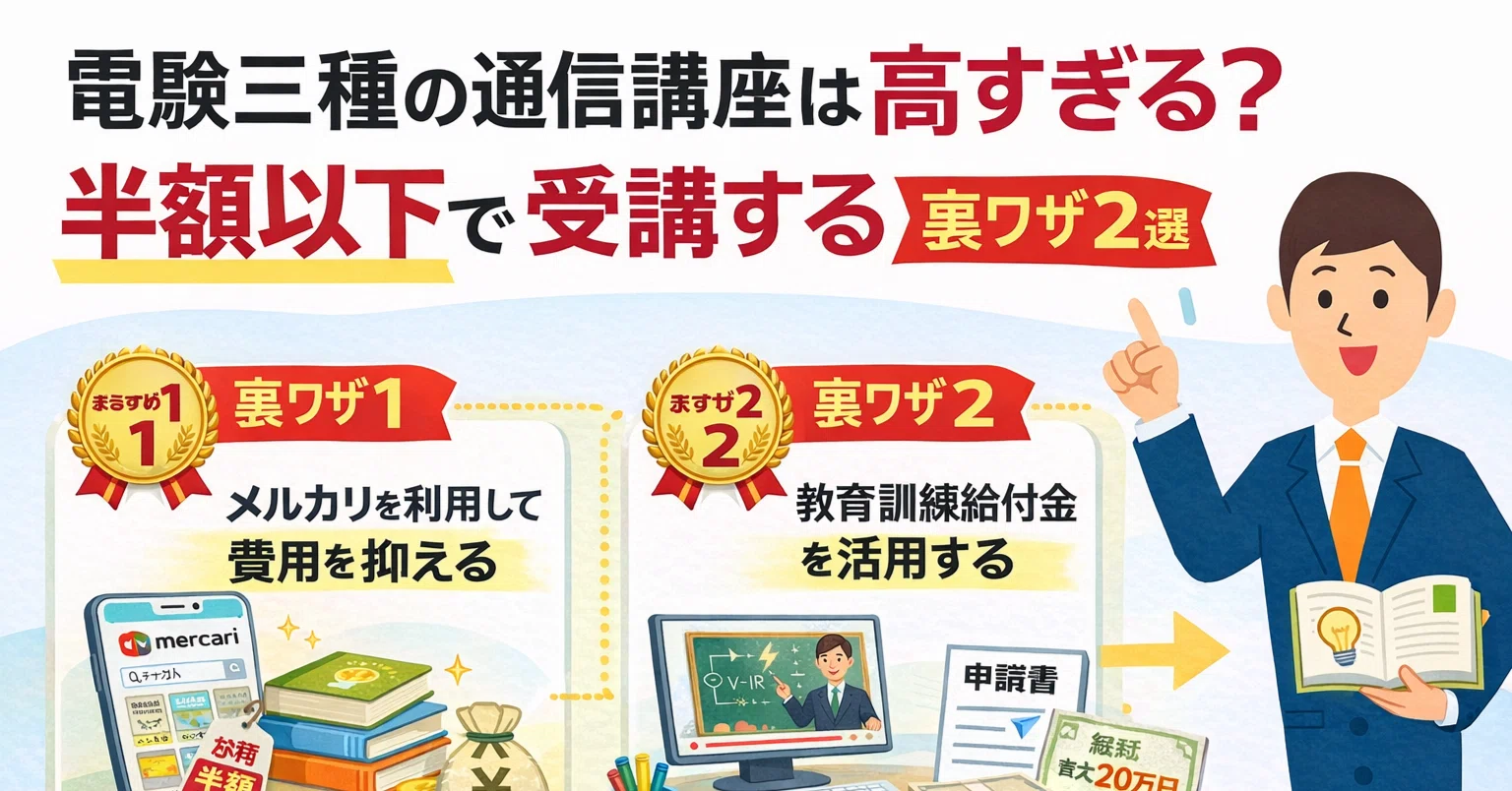 電験三種の通信講座は高すぎる？半額以下で受講する裏ワザ2選｜文系