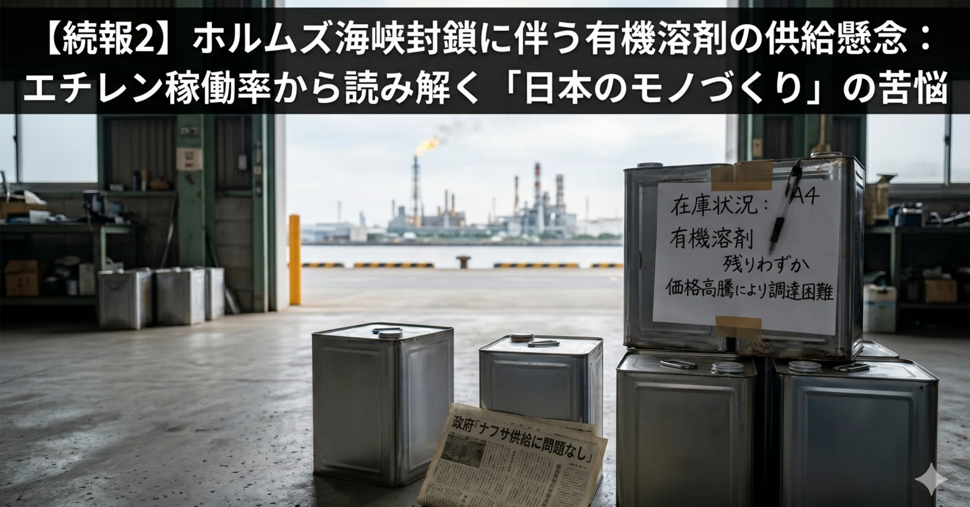 続報2】ホルムズ海峡封鎖に伴う有機溶剤の供給懸念：エチレン稼働率