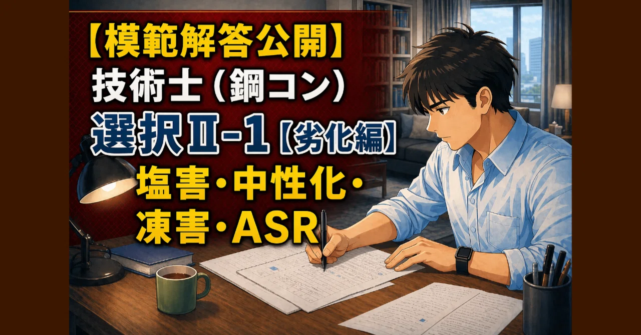 16【模範解答公開】技術士（鋼コン）｜選択Ⅱ-1【劣化編】塩害・中性化