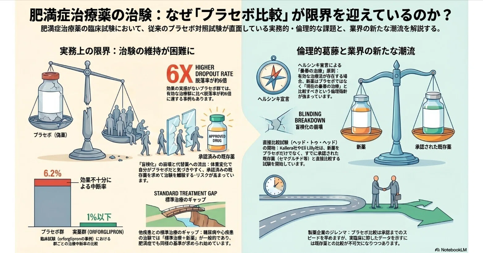 肥満症治療薬開発の評価軸は、単なる「プラセボに対する体重減少効果