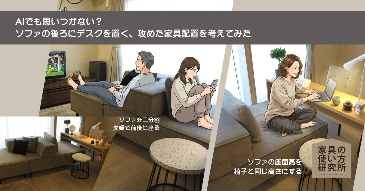 AIでも思いつかない？ソファの後ろにデスクを置く、攻めた家具配置を