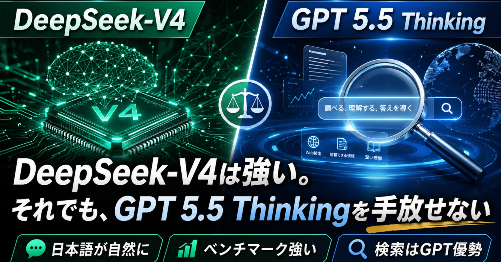 DeepSeek-V4はかなり良い。日本語も自然になった。それでも私はGPT 5.5
