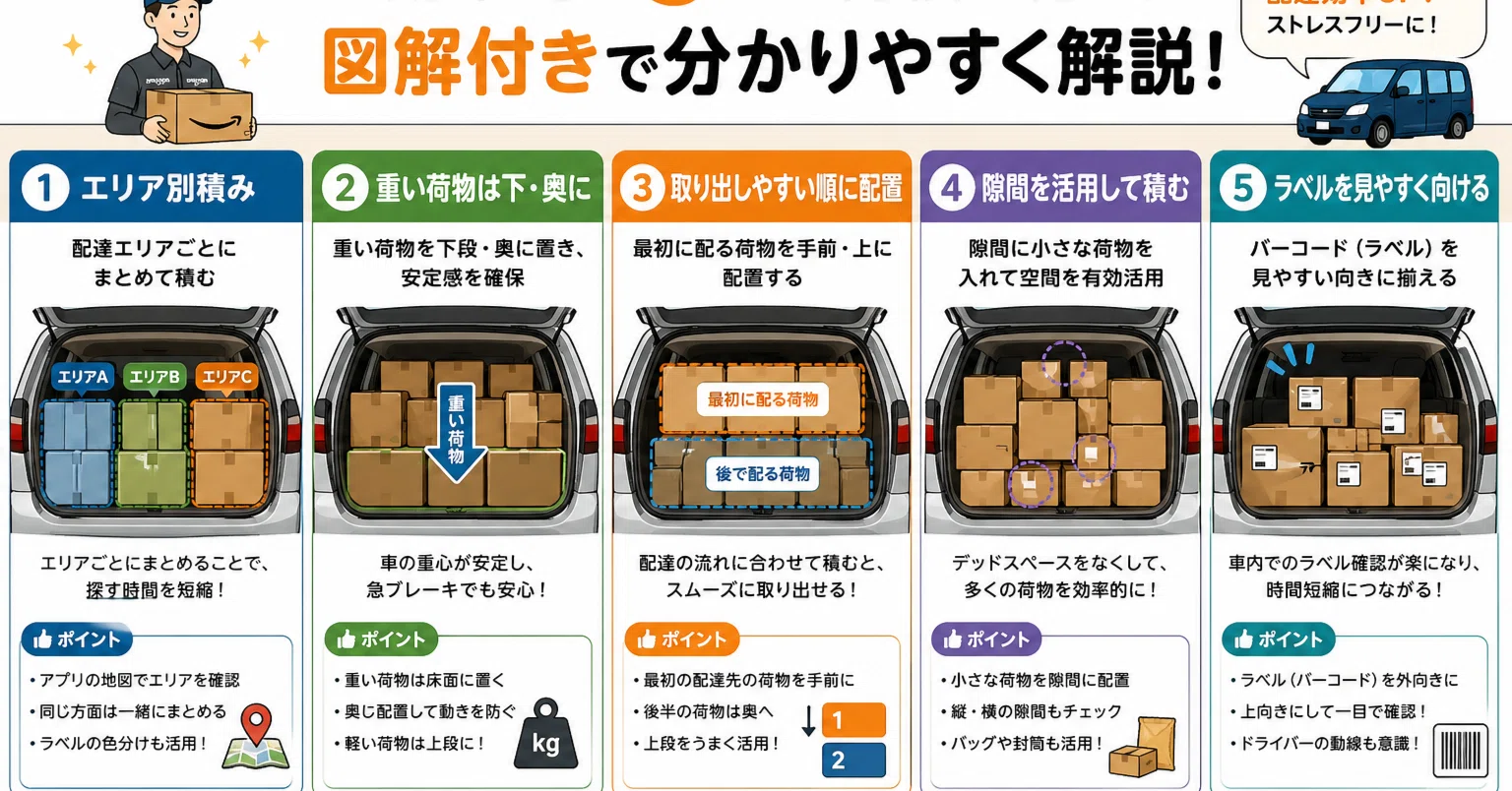 Amazonフレックス】効率的な5つの荷積み方法を図解付きで分かりやすく Amazonフレックス】効率的な5つの荷積み方法を図解付きで分かりやすく