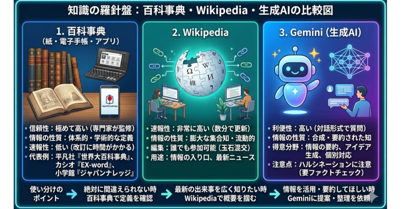 百科事典やウィキペデイアは今も健在、Geminiなどの生成AIとの使い分け 