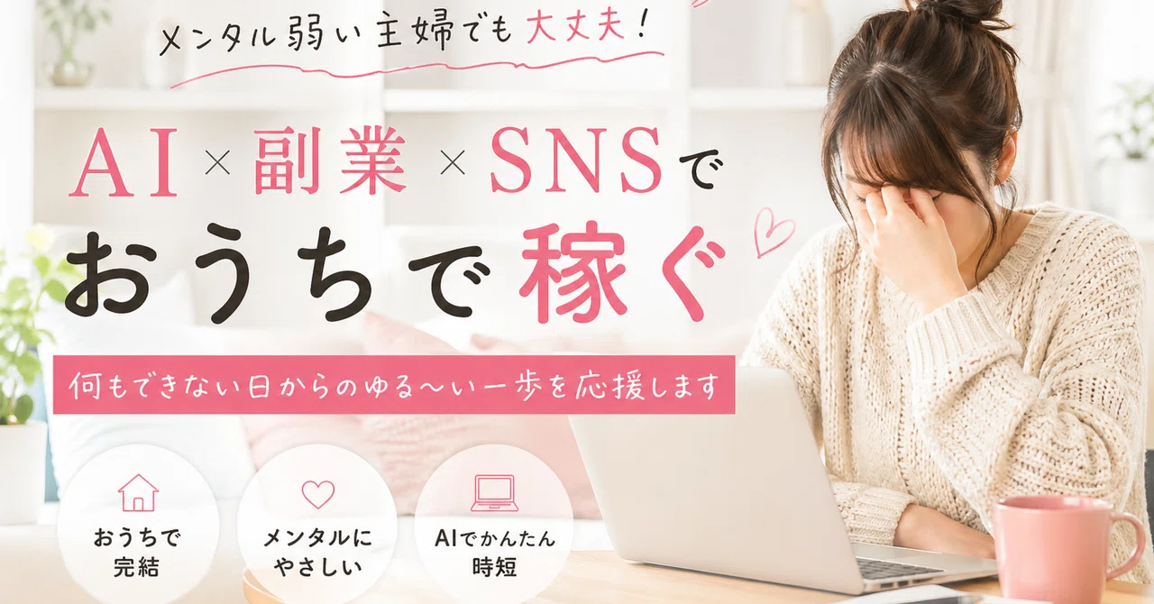 メンタル弱い主婦でも0→1できた「AI丸投げ副業」の始め方〜何もできない日でも進める超ゆるロードマップ〜｜ひなたママ