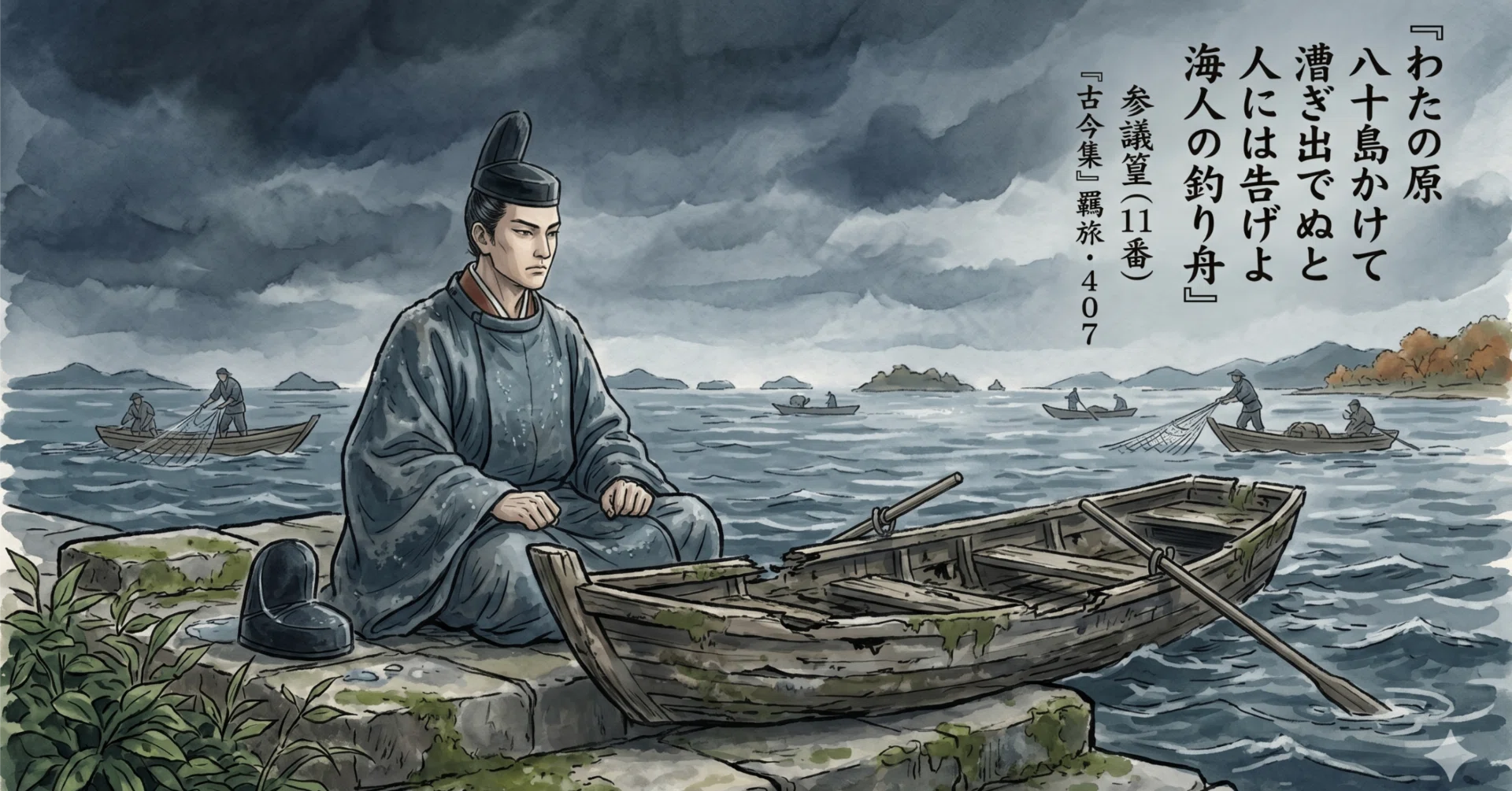 超訳・百人一首11】わたの原八十島かけて漕ぎ出でぬと──冥府の闇を