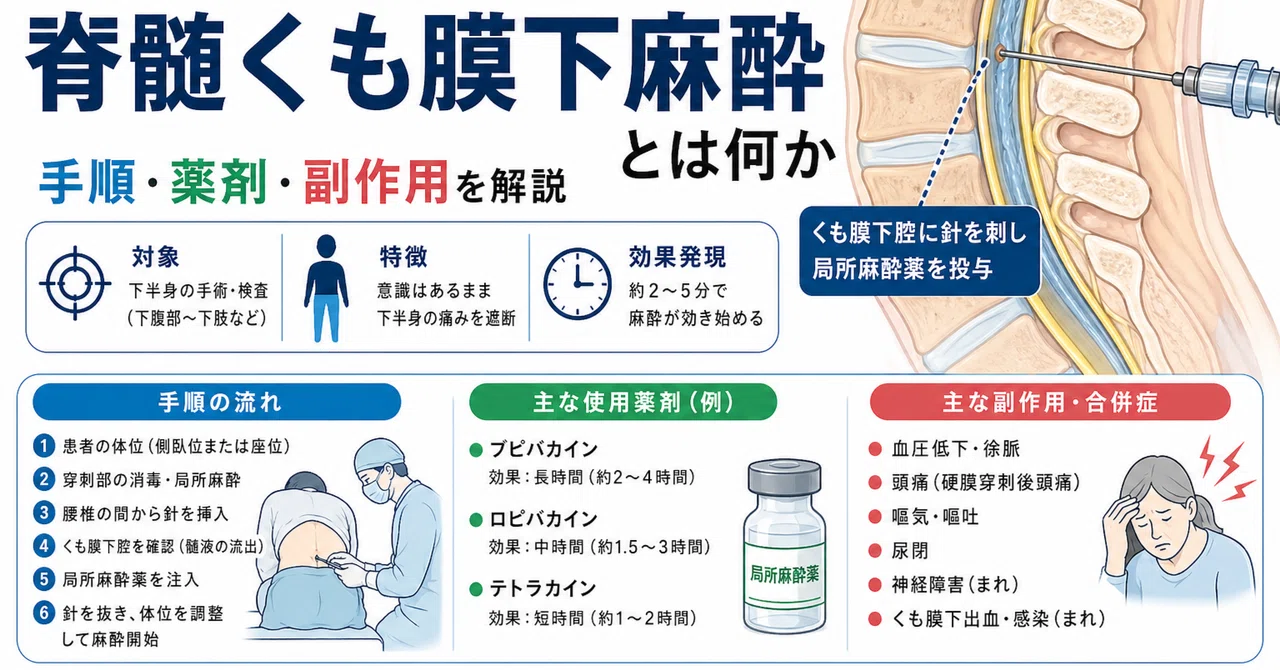 脊髄くも膜下麻酔とは何か：手順・薬剤・副作用を解説｜麻酔科M