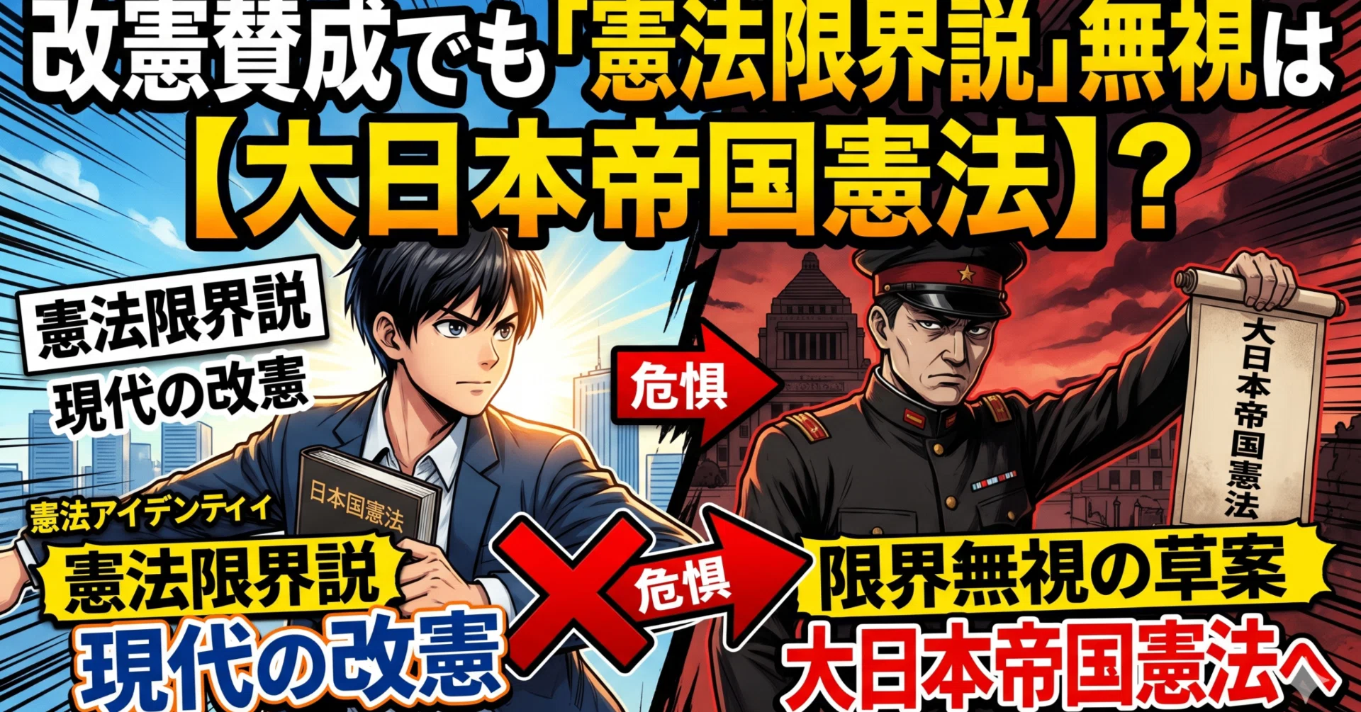各国憲法の差異と接点　難あり 改憲賛成でも「憲法限界説を無視した草案なら【大日本帝国憲法へ