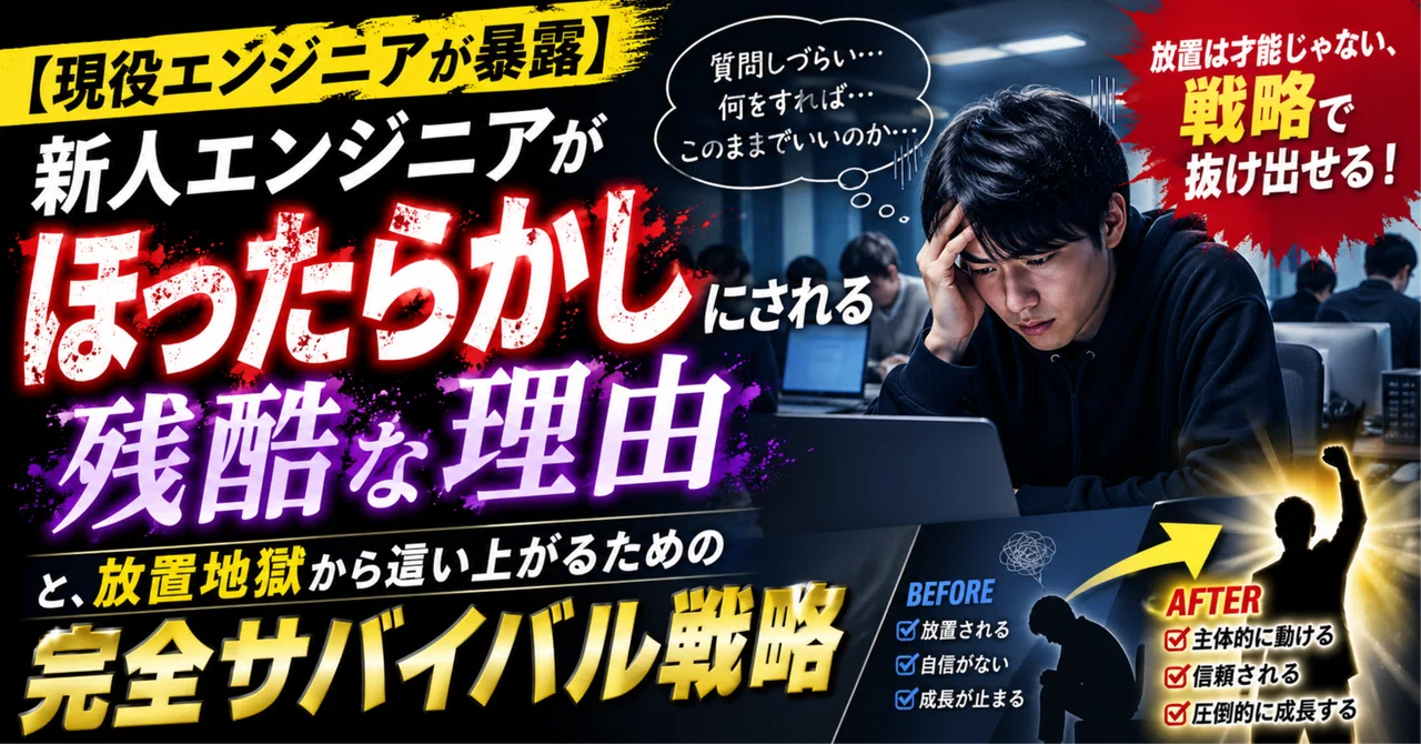 【現役エンジニアが暴露】新人エンジニアがほったらかしにされる残酷な理由と、放置…