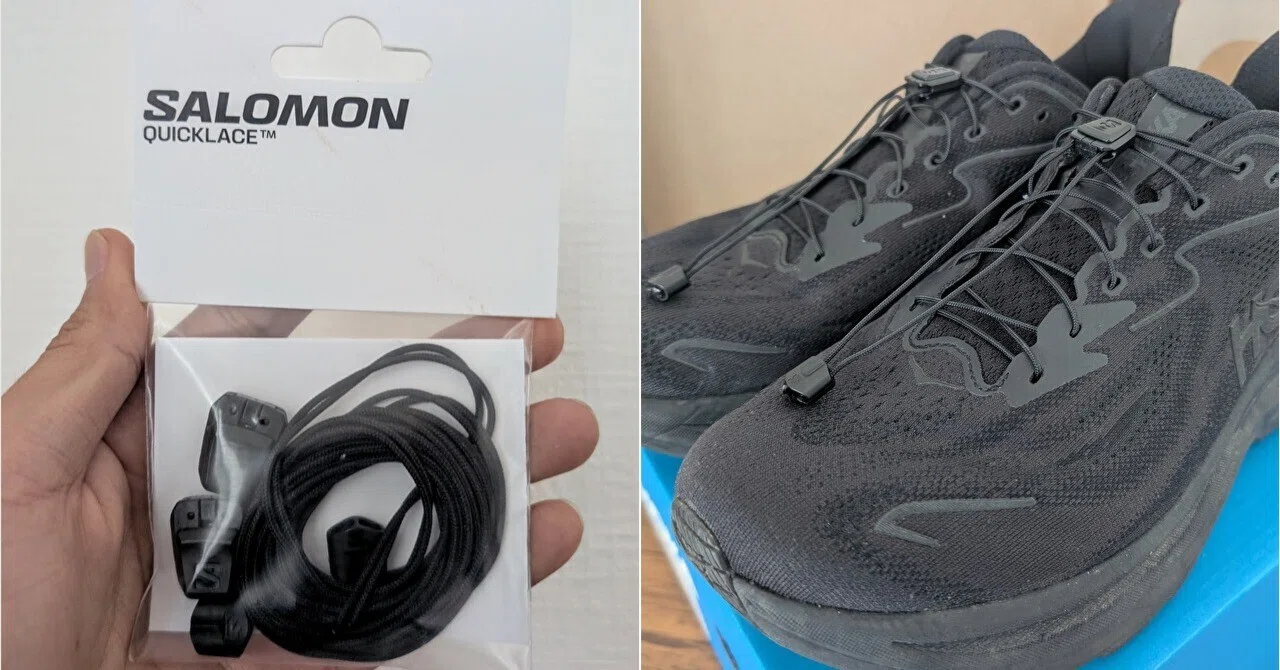 HOKAシューズの靴紐をサロモンのクイックレースに交換してみた！｜無職 