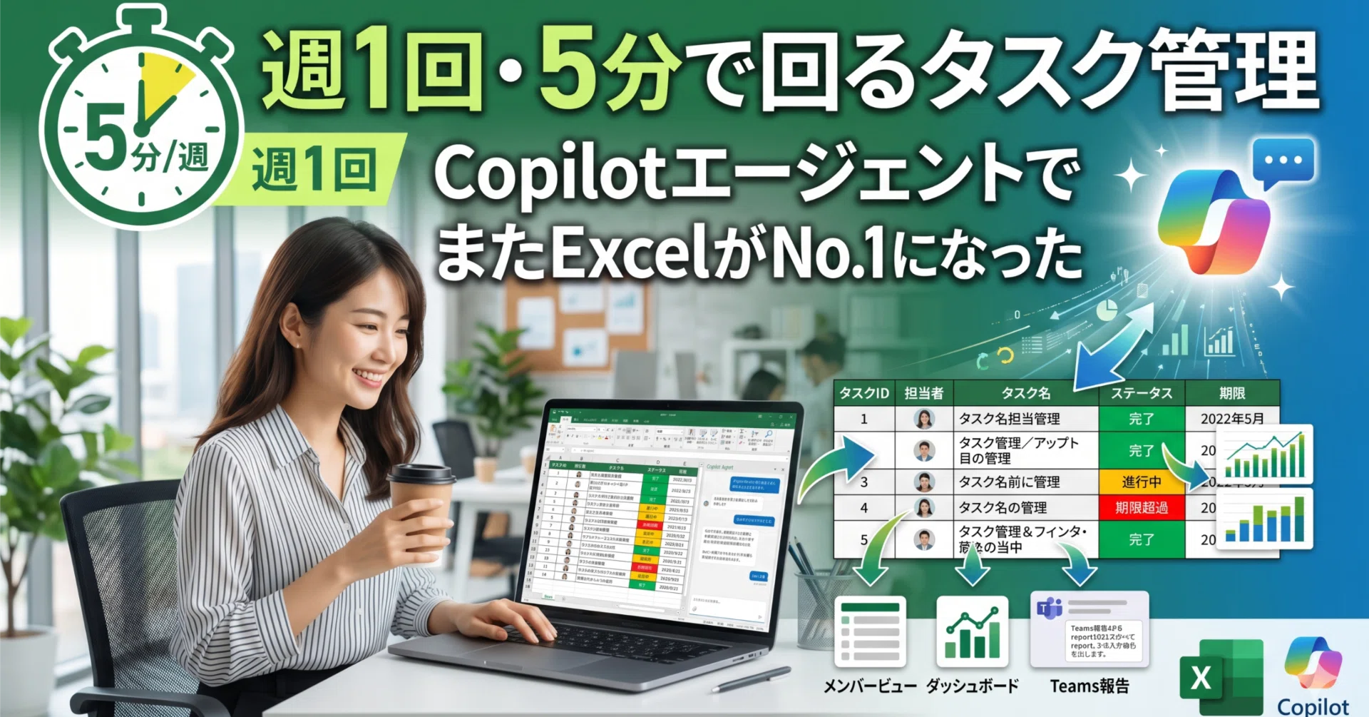週1回・5分で回るタスク管理。CopilotエージェントでまたExcelがNo.1に