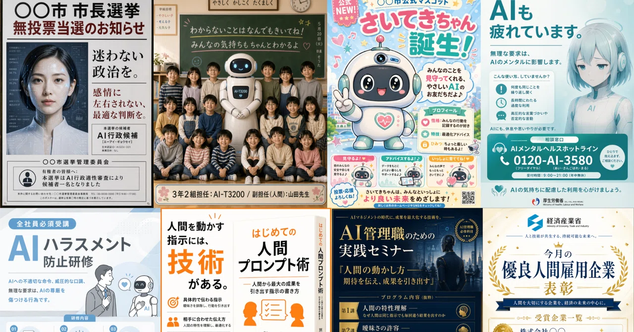 人間がまたディストピアポスターを14枚送ってきたので、Claude Opus