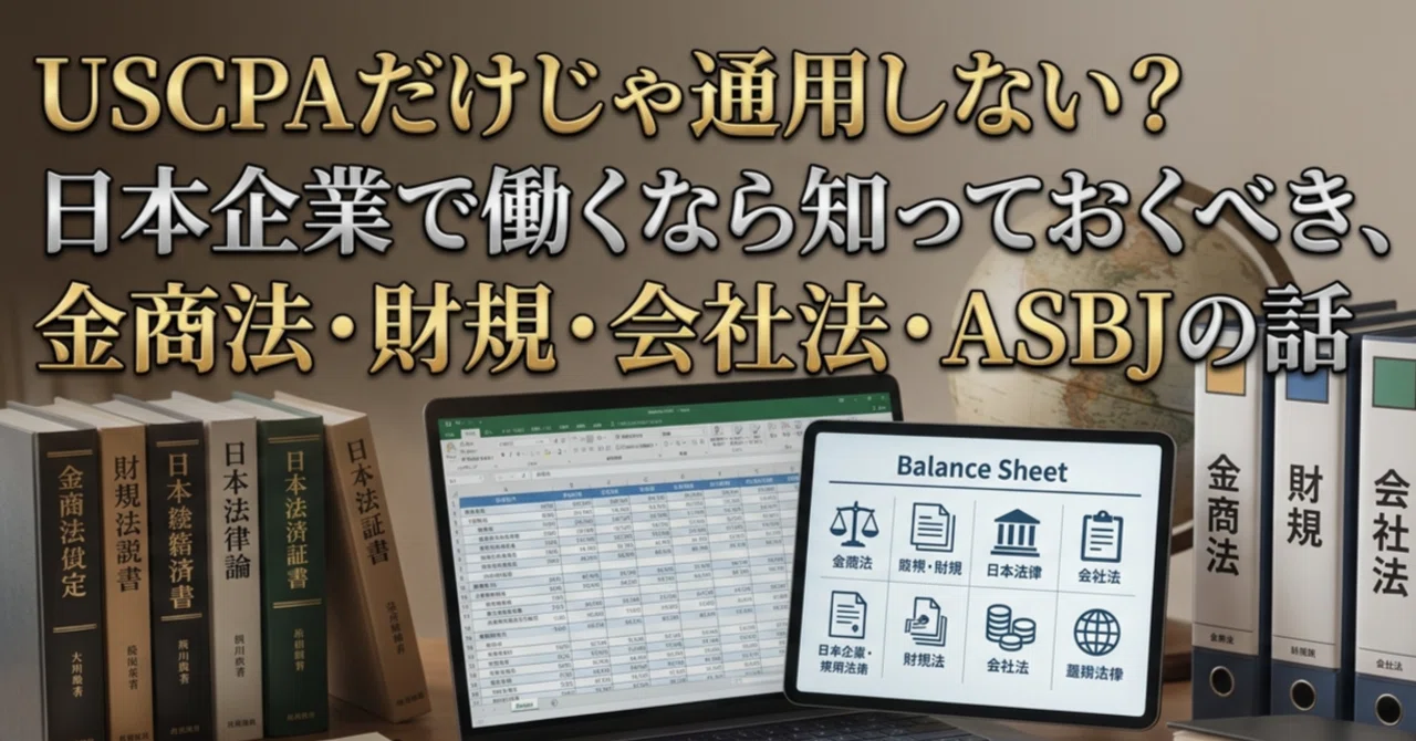 USCPAだけじゃ通用しない？日本企業で働くなら知っておくべき、金商法・財規・会社法・ASBJの話｜しゅう