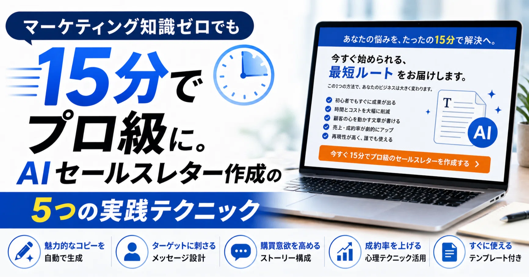 マーケティング知識ゼロでも15分でプロ級に。AIセールスレター作成の5