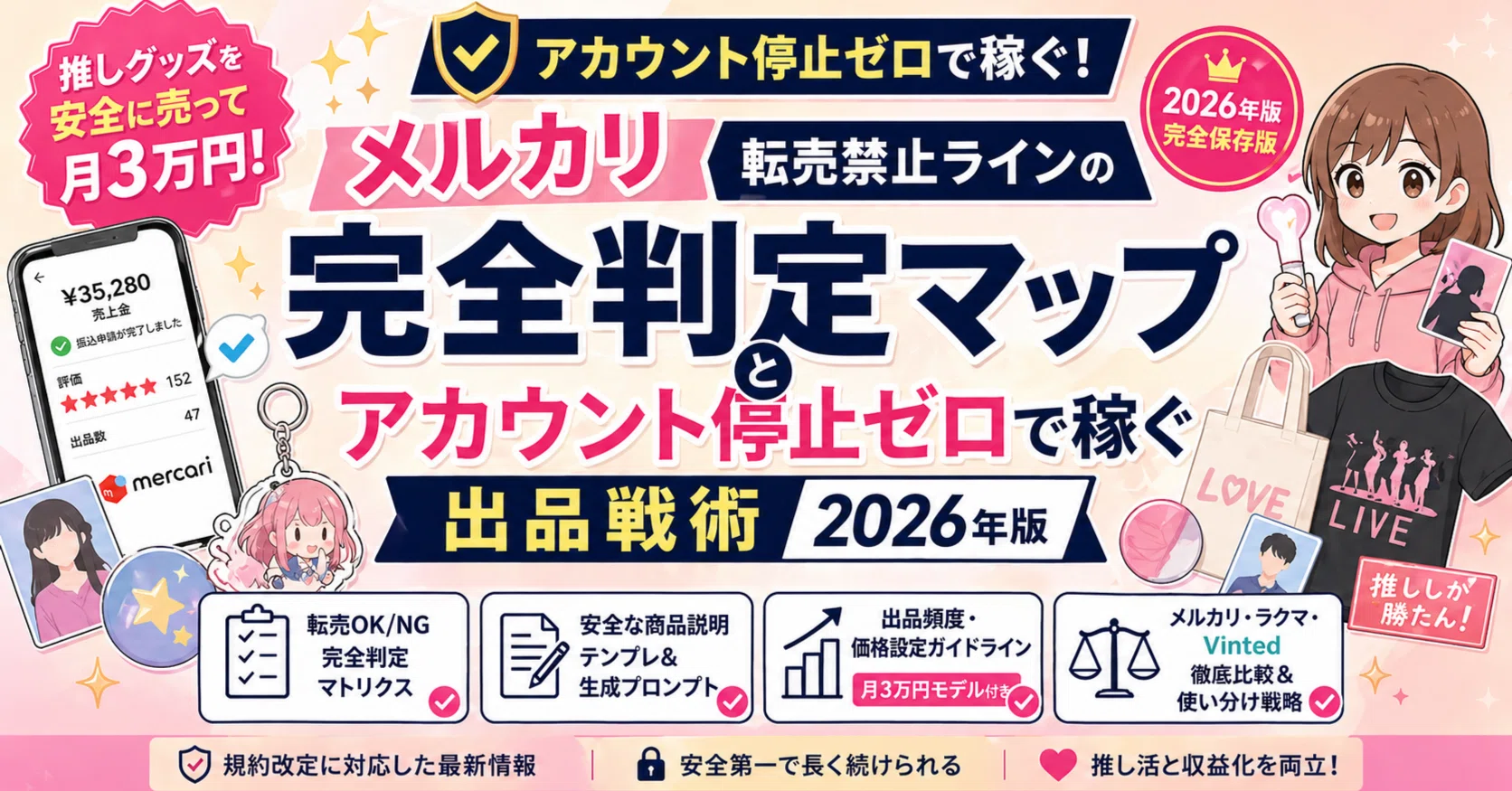 推しグッズを安全に売って月3万円|メルカリ転売禁止ラインの完全判定 推しグッズを安全に売って月3万円|メルカリ転売禁止ラインの完全判定