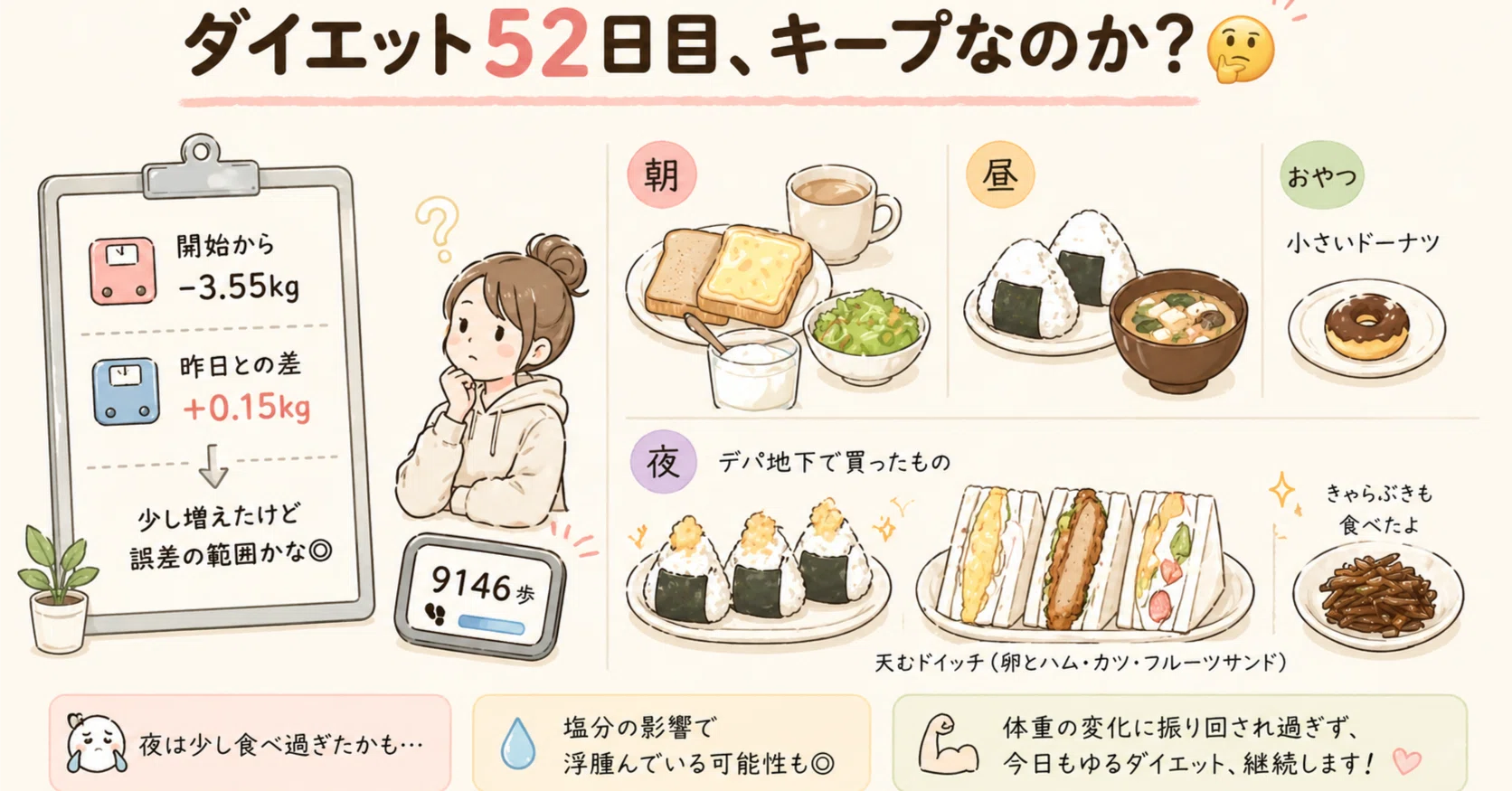 ダイエット52日目、キープなのか？｜とこ