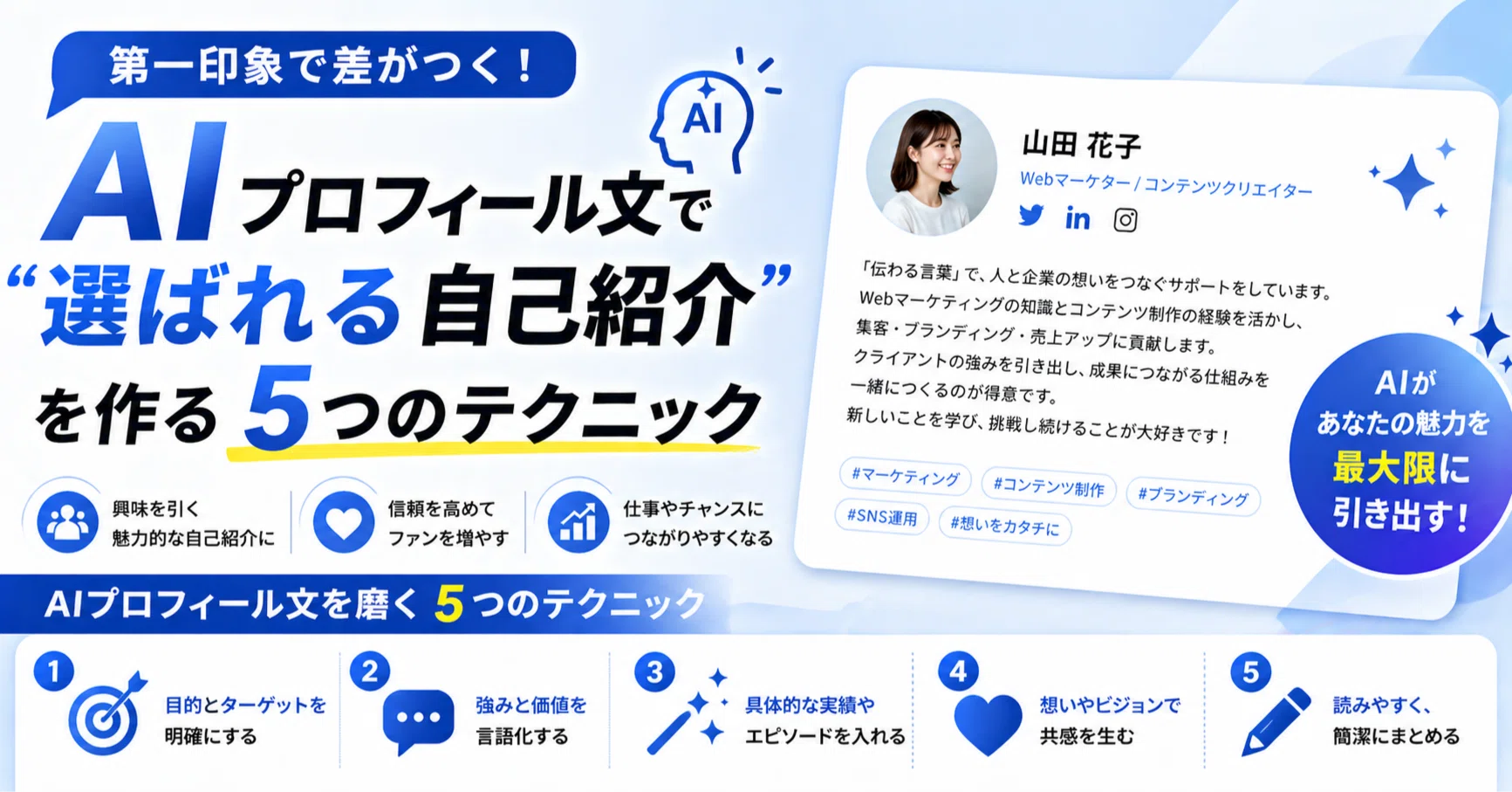 AIプロフィール文で「選ばれる自己紹介」を作る5つのテクニック