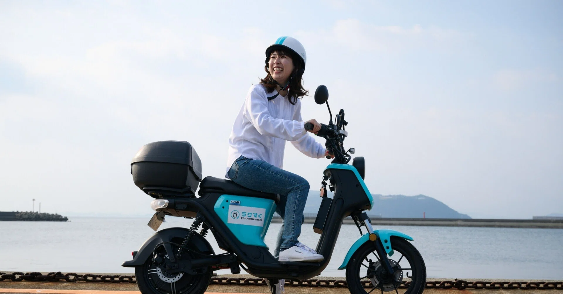 【３点セット】SCOOTER スクーターOGASAKA製　FLUXバインディング 博多からフェリーで30分、EVスクーターで巡る「志賀島」海沿い爽快