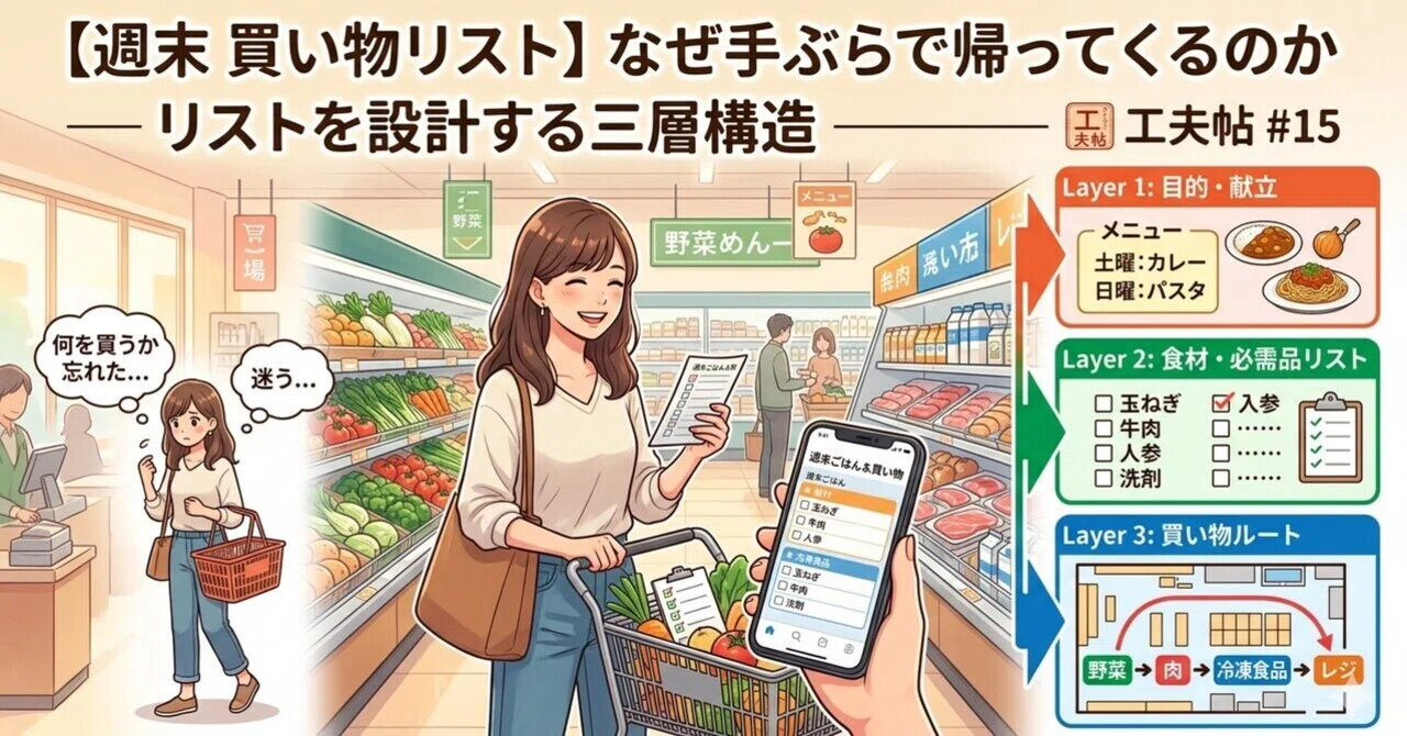 週末 買い物リスト】なぜ手ぶらで帰ってくるのか ── リストを設計