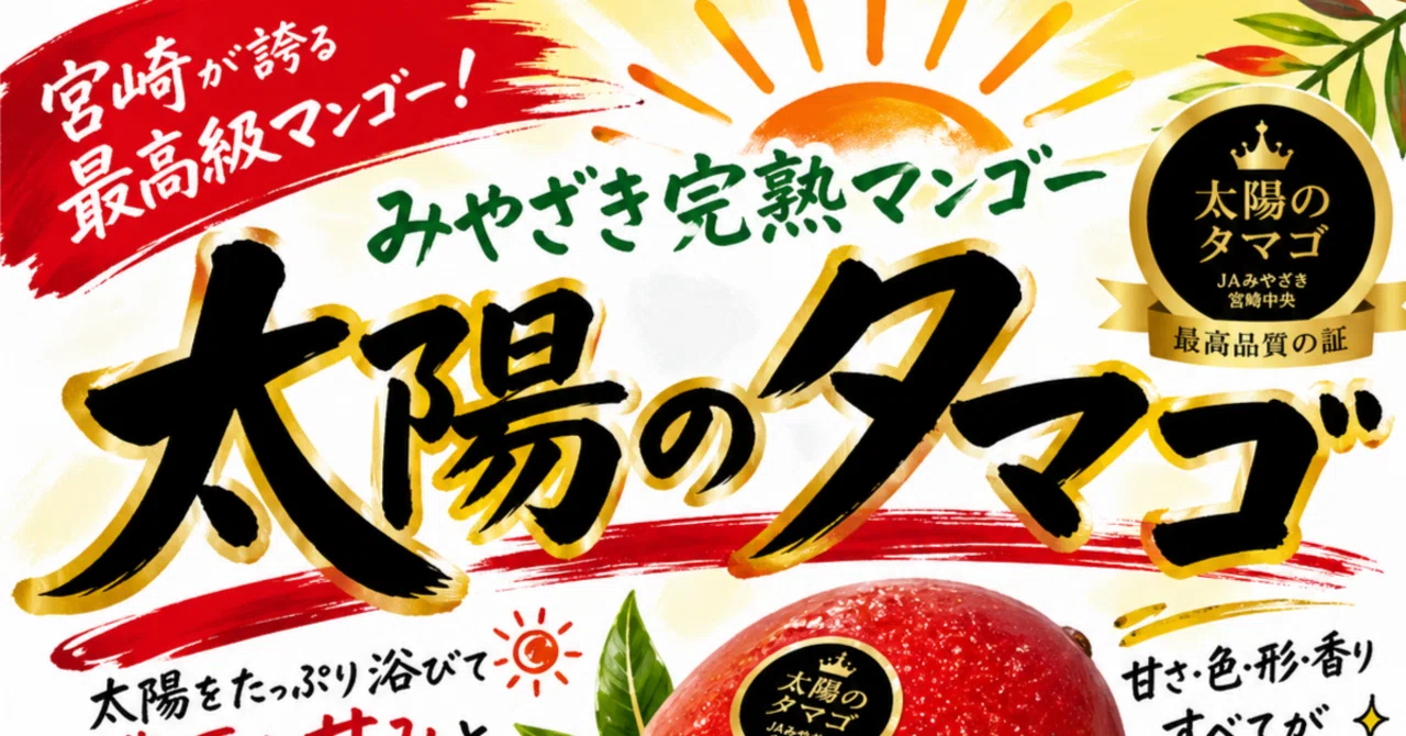 みやざき完熟マンゴー「太陽のタマゴ」POP🎨｜こーち｜青果バイヤー×AI