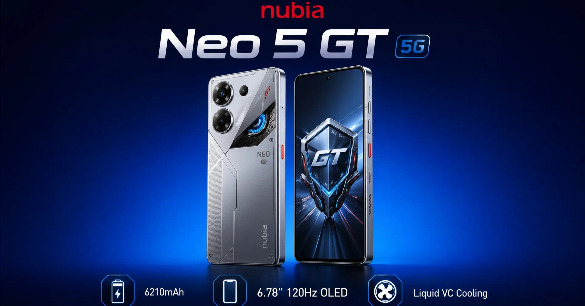 nubia〉 Neo 5 GT 5G — 6210mAhと液冷VC冷却で、ゲームを本気で遊ぶ5G