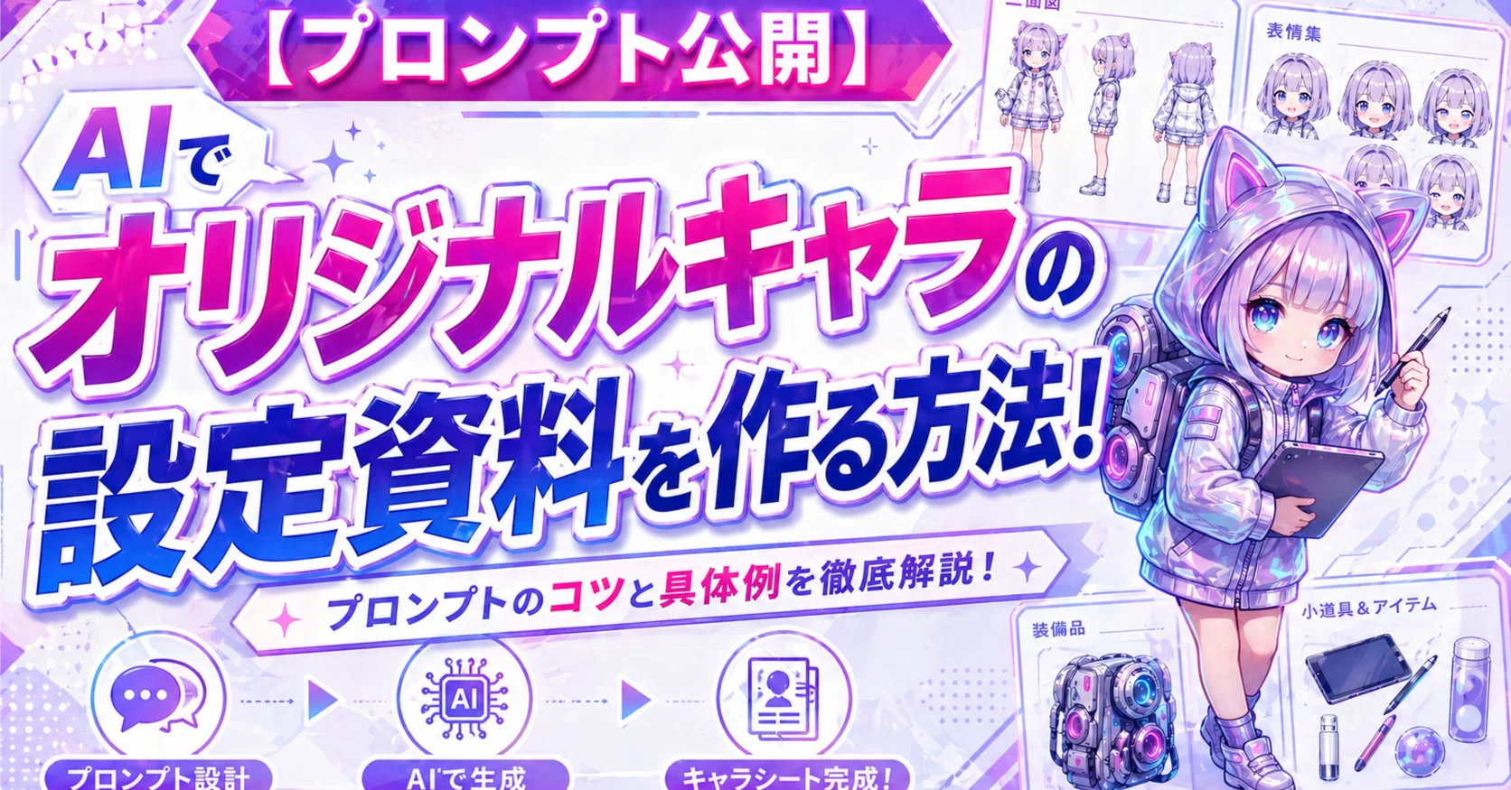 プロンプト公開】AIでオリジナルキャラの設定資料を作る方法！｜つっき