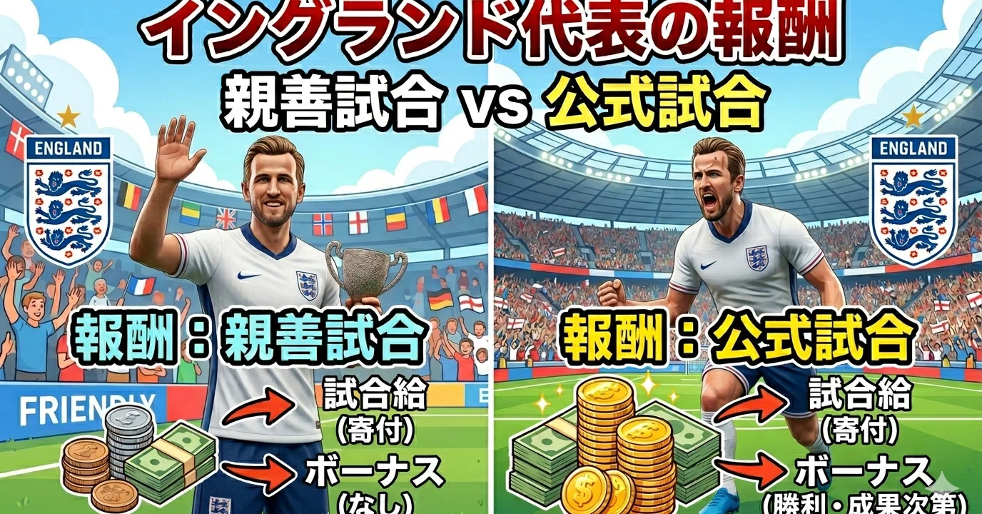 【代表親善試合記念値下げ中‼️】 イングランド代表　2024 イングランド代表における報酬の親善試合と公式試合の違い：親善試合は
