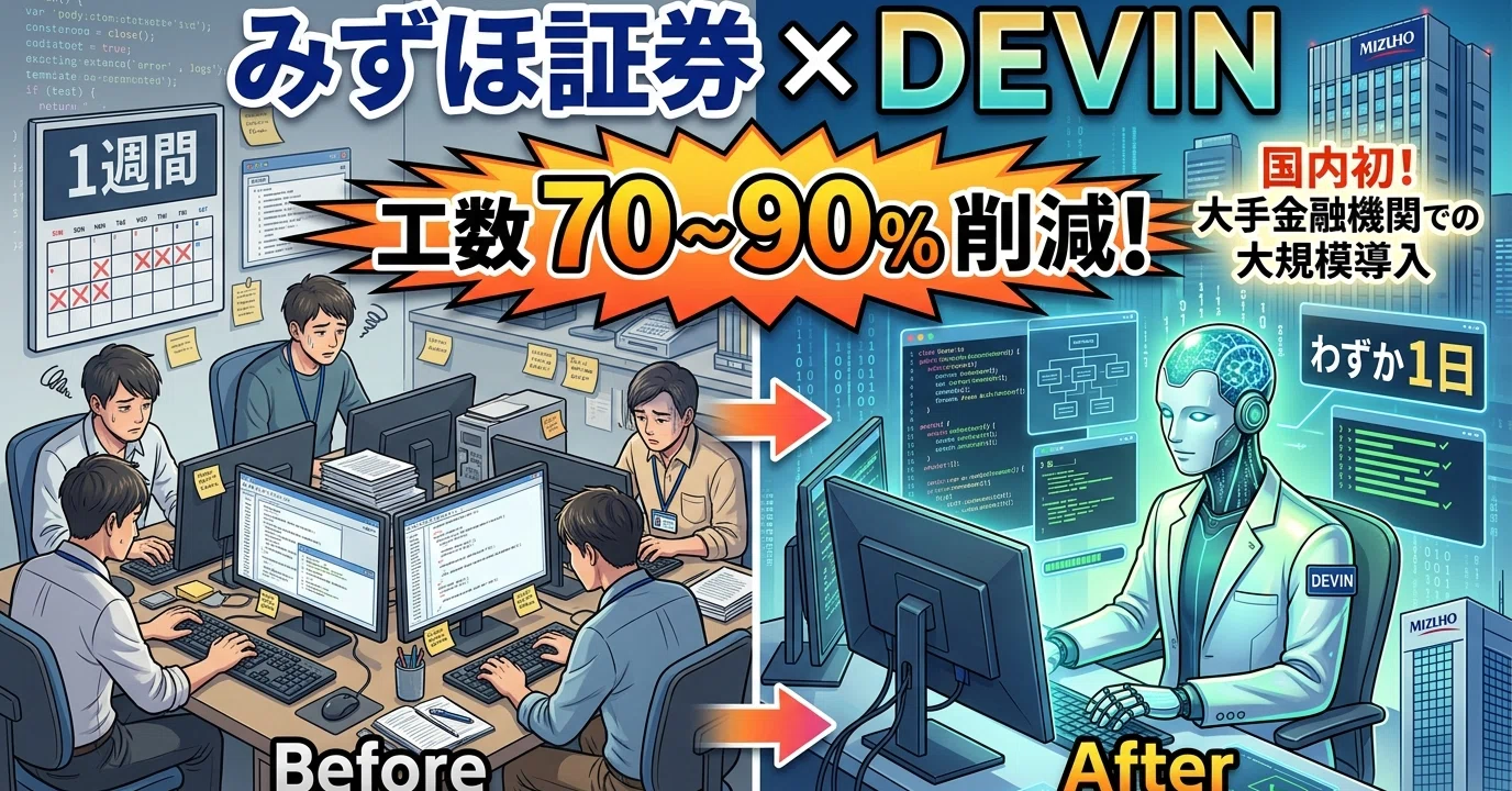 みずほ証券がAI自律エンジニア「Devin」を導入、工数90%削減の衝撃