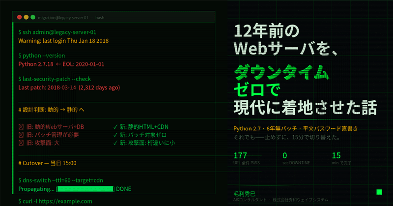 12年前の Web サーバを、ダウンタイムゼロで現代に着地させた話