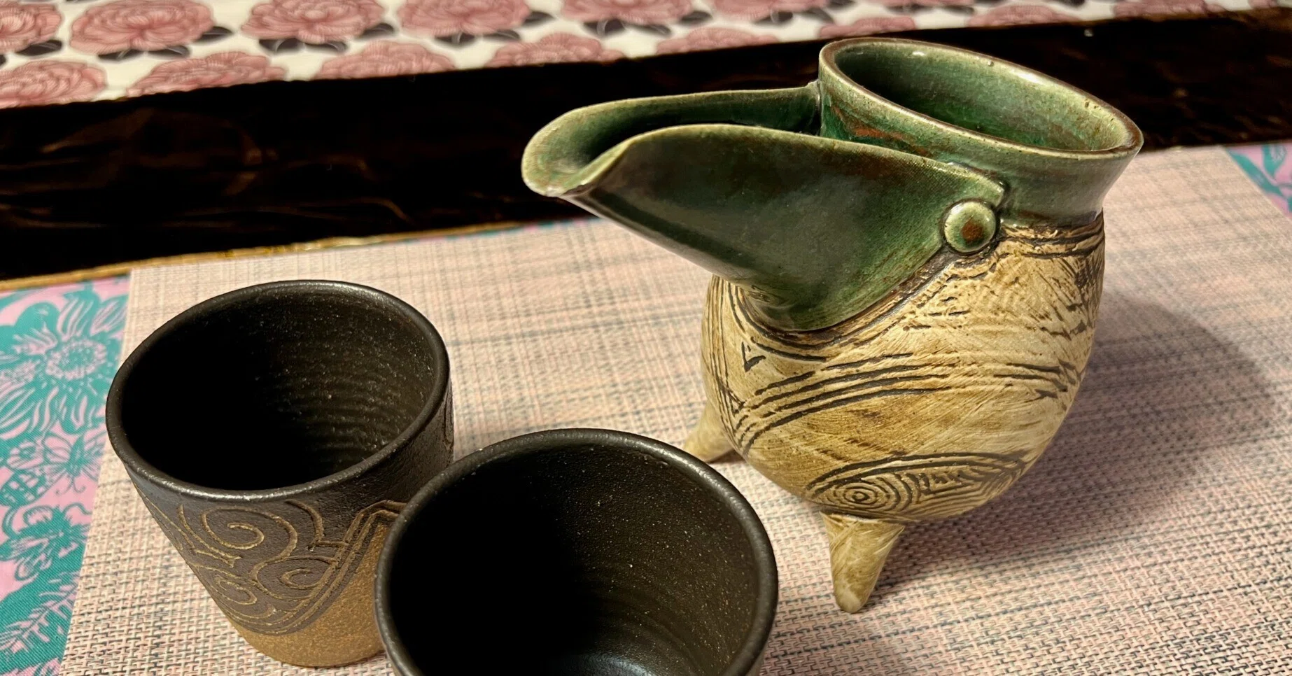 超貴重　小橋川清次作　沖縄やちむん泡盛用カラカラ 泡盛古酒をカラカラで｜solitude 普通の生活