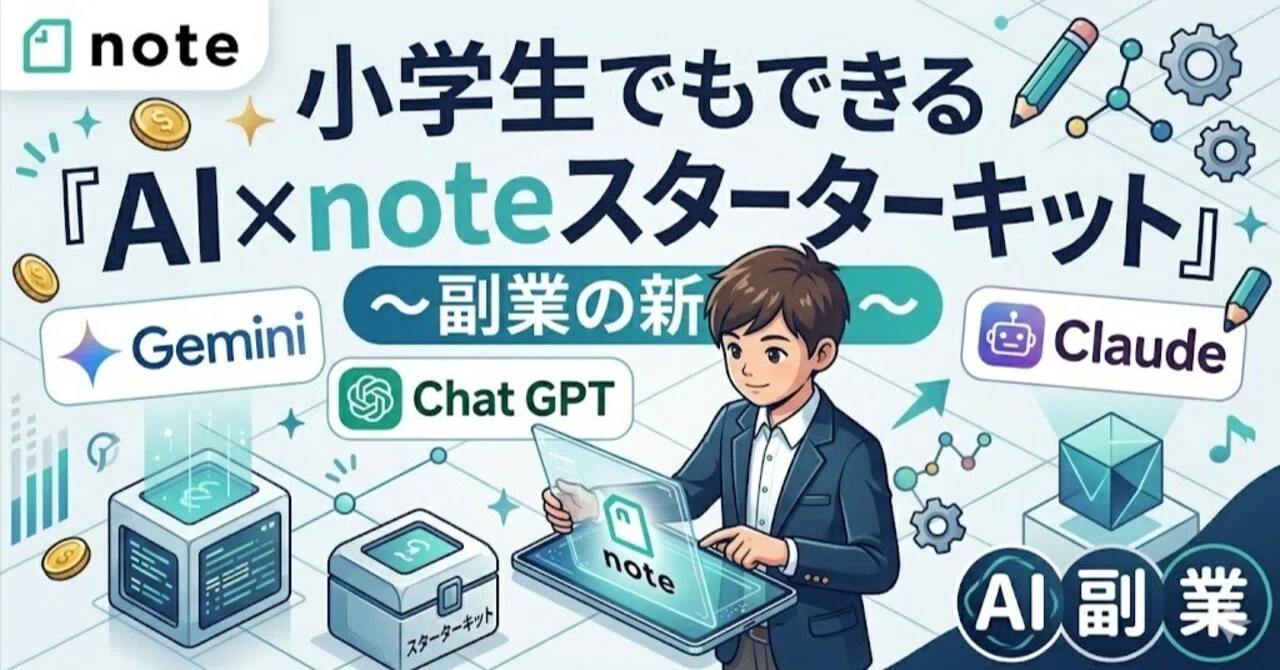 小学生でもできる『AI×noteスターターキット』〜副業の新常識〜Gemini,チャットGPT,Claude,AI副業｜カル｜ある企業のAI ...