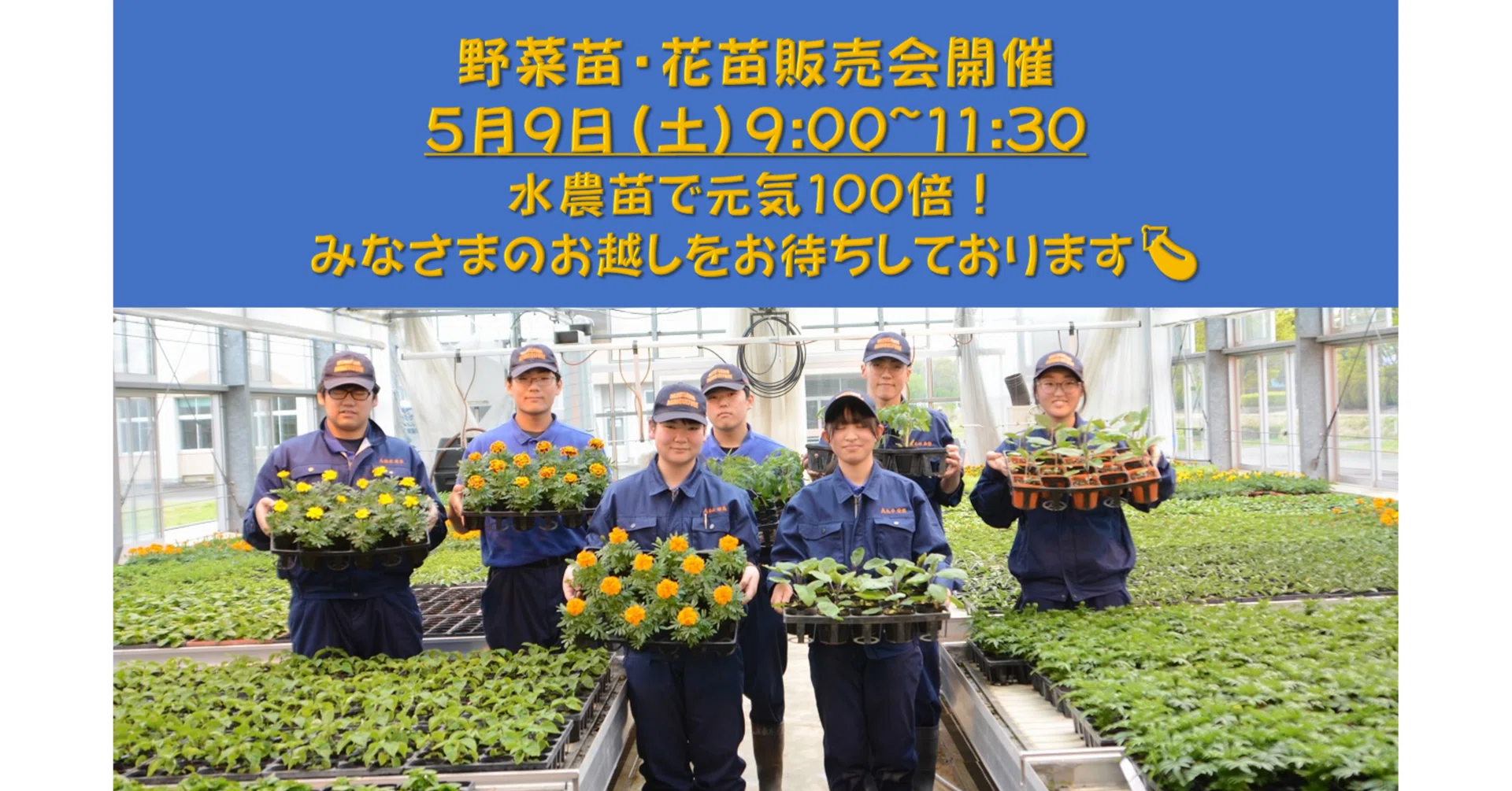 🍅野菜苗・花苗販売会を開催いたします🍆5月9日（土） 9：00~11